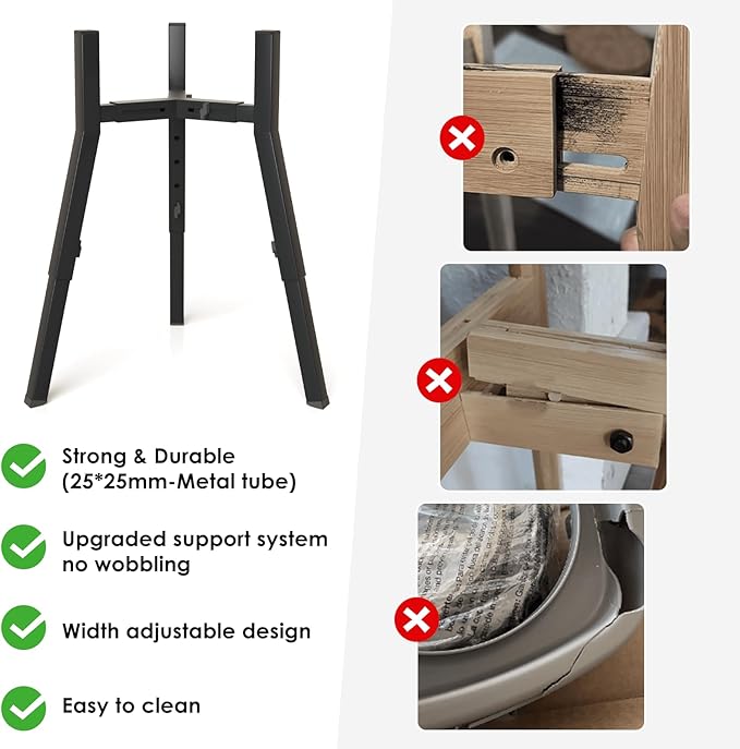 Elevated Dog Bowl Stand for Large Dogs, Adjustable Height & Width,Single Raised Dog Food Water Holder,Bowl Not Included
