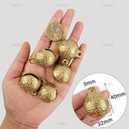 AUEAR, 8 Pack Vintage Brass Mini Jingle Bell DIY Craft 32mm Small Tibetan for Jewelry Making Charms Pendants Wind Chimes Home Door Decor