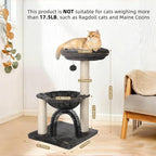 Simple Deluxe Small Cat Tree Tower for Indoor Cats, 5-in-1 27.8" Multi-Level Cat Tree with Scratching Posts, Plush Hammock, Perch, Self Groomer Brush, Dangling Ball for Kittens/Small Cats Play &Rest