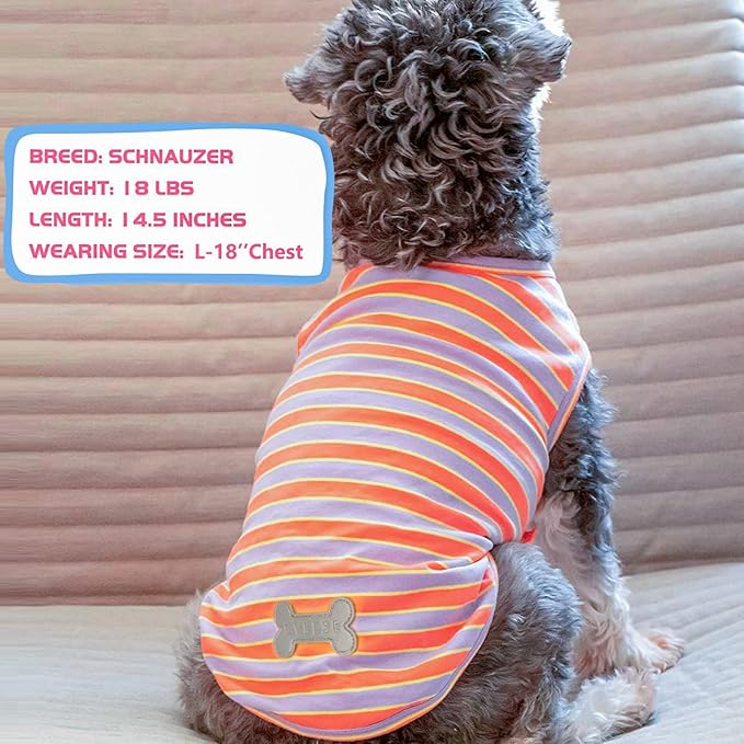 KYEESE 2Pack Dog Shirt, Soft Striped Dogs T Shirts, Lightweight Pet Tank Top, Sleeveless Dog Shirt for Large Dogs, Stretchy Comfortable Pet Vest, Purple+Orange Striped, 3XL