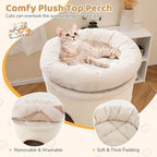 PETSITE 4-Story Cat Tree Condo, 49 Inch Multi-Level Barrel-Shaped Cat House with Sisal Scratching Pad, 3 Hideaways, Removable Soft Top Plush Bed, Ideal for Indoor Cats