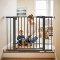Baby Gate for Stairs, 29.7-43" Auto Close Dog Gate for Doorways & Hallways, Pressure Mounted Pet Gate with Walk Thru Door, Easy Install Safety Gate for Children & Pets, No Drilling, Dual-Lock Design