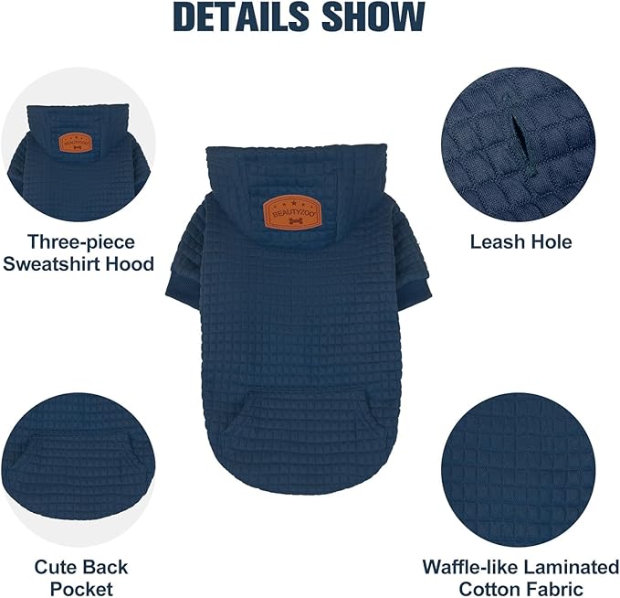 BEAUTYZOO Dog Sweaters for Extra Large Dogs Girl Boy, XXXL Dog Hoodie with Pocket & Leash Hole, Soft Warm Waffle-Like Laminated Cotton Pet Clothes for Cold Weather, Doberman Great Dane Sweatshirt, 3XL