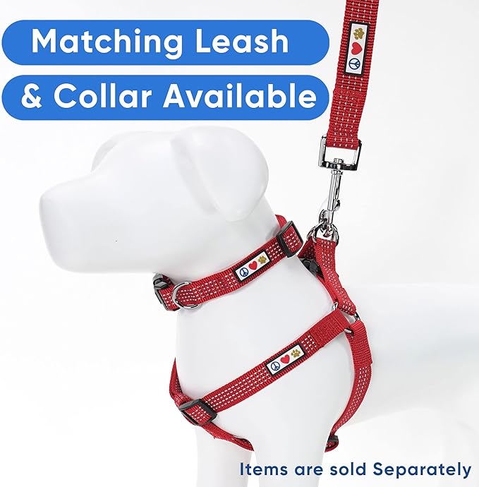 Pawtitas Reflective Step-in Dog Harness – Adjustable No-Pull Vest for Puppies to Seniors, Safe & Comfortable, XS Red