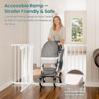 Cumbor 30-54" Extra Wide Baby Gate for Stairs, Dual Lock & Self-Closing Dog Gate Indoor, Easy Install Pet Gate for Doorways, Hallways & Kitchen, Easy Walk Thru Safety Proofing for Babies & Pets, White