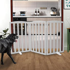 Freestanding Dog Gate Indoor,Doggie Gate Foldable Pet Gates for Doorways,Stairs or Hallways, Wooden Grey Pet Gate for the House, Pet Fence with Support Feet Included,32 "Height-3 Panels