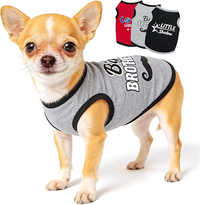 3 Pieces Puppy Clothes Spring Dog Shirtss for Small Dogs Girl Boy Cute Summer Chihuahua Clothes Soft Puppy Pet T Shirts XXS~M (Red,Black,Grey, X-Small)