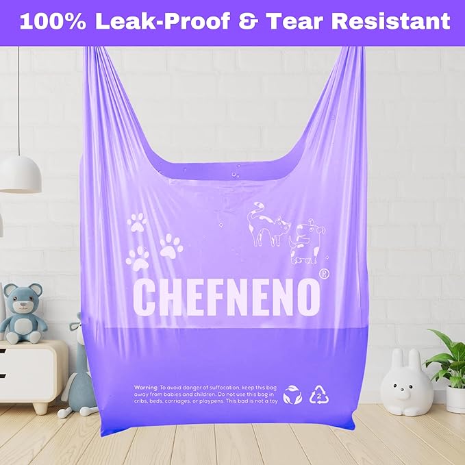 Baby Disposable Diaper Sacks (600 ct.) Fresh Baby Powder Scented, Easy-Tie Diaper Sacks Disposal Bulk Diaper Sacks Dog Poop Bags Cat Litter Waste Bags Sanitary Pads Disposal Bags (600 Bags, Purple)