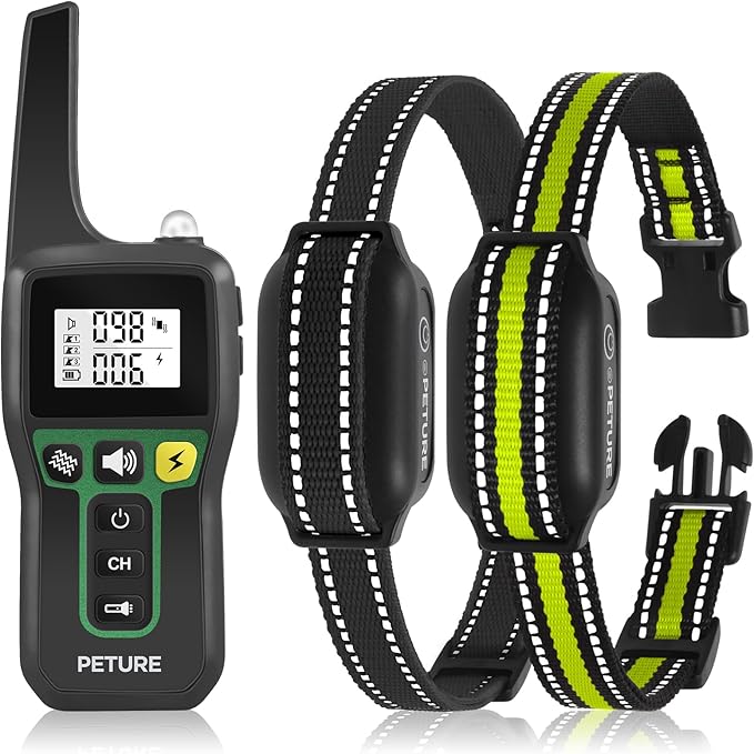 Dog Bark Collar 2 Pack, 3300FT 2 in 1 Bark and Shock Collar Combo with Beep, Vibration, Safe Shock and Auto Mode, IPX7 Waterproof Automatic Dog Training Collar for Medium Large Dogs (7-120lbs)