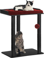 FourFurPets 26.7in Large Cat Tree Tower Condo, Cat Scratch Posts for Indoor Cats, Big Plate, Three 23.6in Full Sisal Scratching Posts, Black&Red