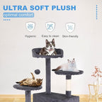 FDW | 54" Cat Tree Tower | Ashy | Multi-Level Indoor Activity Center with Sisal Scratching Posts, Condos, Plush Perches, Hanging Cat Toys | Sturdy, Easy to Assemble | for Kittens & Adult Cats