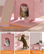 Cat Tree Tower for Indoor Cats Large Adult,Cute/Tall Modern Cat Tree for Big Cats 20 lbs,34''Plush Multi-Level Cat Condo with Scratching Posts,Dangling Ball (Soft Pink, 34 inch)
