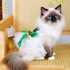 St Patrick's Day Dog Dress for Small Dogs Girl Lucky Shamrock Tutu Dresses with Bow Tie Holiday Puppy Clothes Female Pet Cat Outfit(Green, Small)
