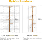 FUKUMARU Wall-Mounted Cat Tree for Small & Medium Cats, 5-Tier Tall Cat Climbing Tower with Scratching Post, Indoor Cat Wall Shelves for Climbing, Scratching & Lookout