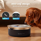 Gardner Pet Slow Water Bowl for Dogs, 2L/68oz Spill-Proof Pet Water Bowl with Floating Disk & Filter Screen, Stainless Steel No-Spill Water Dispenser for Medium Pets