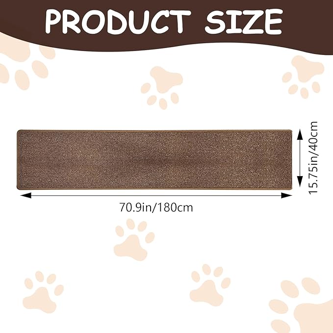 Rainmae 70.9""x 15.7"" Thickened Extra Large Cat Wall Climbing Carpet with 10pcs Fixed Nails, Durable Cat Wall Furniture, Wall Scratcher, Scratching Post, Couch Sofa Protector, Brown