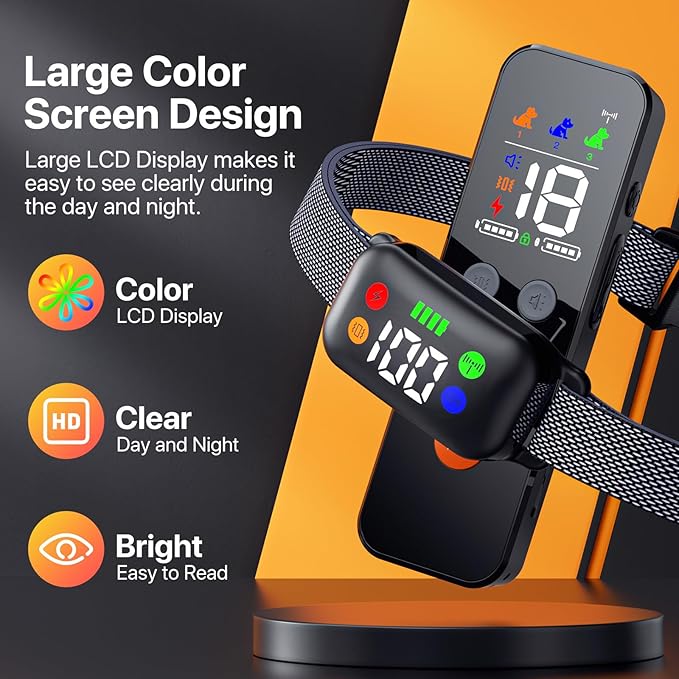 Shock Collar for Dogs, Rechargeble Dog Shock Collar with Remote Control for Medium Large Dogs 40-120lbs, IP68 Waterproof Dog Training Collar with Beep Vibration and Static