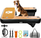 FBSPORT Inflatable Dog Boat Ramp Floating Dock Water Ladder for Pool, Boat, Non-Slip EVA Floating Ladder Pool Ramp for Dog Up to 220 LBs, Safe & Easy Access