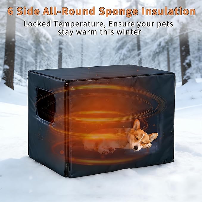 Rockever Insulated Dog House Outdoor Indoor for Small Medium Dogs, Insulated Dog House with Insulated Liner, Plastic Elevated Outdoor Dog House Waterproof Dog Kennel, Clean Easily((M & Liner)