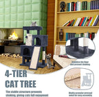 Cat Tree for Indoor Cats, 36in Cat Tower Multi-Level Cat Condo with Sisal Scratching, Scratching Board, Dangling Ball, Extra Large Perch for Cats and Kittens (Dark Grey)