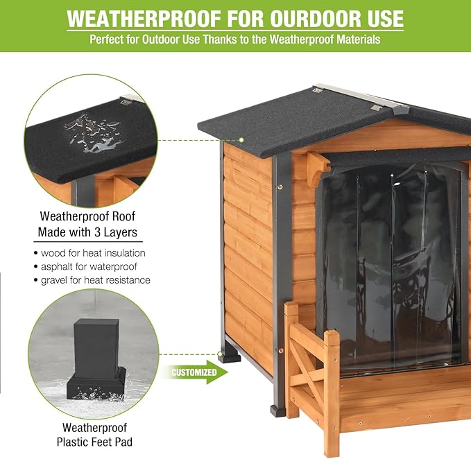 Outdoor Dog House Heated Dog Kennel with Insulated & Heating Pad Large Dog Kenne for Small & Medium & Large Dogs in Winter,All-Around Heavy-Duty Iron Frame