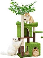 60in Cat Tree with Cat Scratching Post Tree-Shaped Cat Tree Tower with 2 Large Cat Houses and Wide Top Perch Bed for Adults and Large Cats
