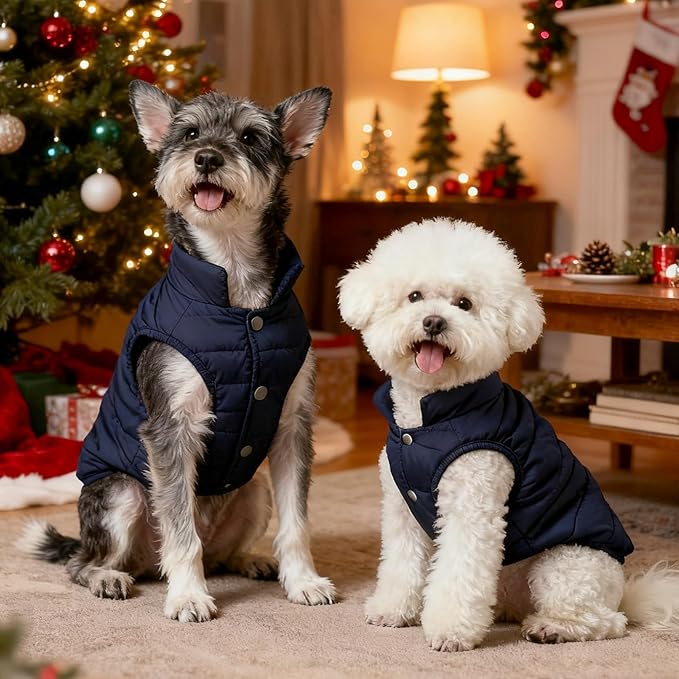 Dog Jacket Waterproof Fleece Dogs Vest Small Dog Coats for Winter Cold Weather Warm Dogs Puffer Jacket Puppy Coat Blue Pet Jackets Cat Coats XS