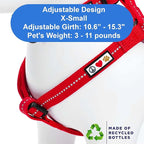 Pawtitas Recycled Reflective Step-in Dog Harness – Adjustable No-Pull Vest for Puppies to Seniors, Safe & Comfortable XS Red
