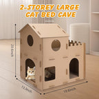 Cardboard Cat House for Indoor Cats, Multi-Level Scratcher Condo with Corrugated Scratch Pads, Hideout Bed for Large Cats, Rabbits, Small Pets, 20.6x13.3x19.8 inches
