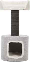 Trixie Fonda Cat Scratching Post 39 Inch - Cat Scratcher with Soft Fabric Covering Base and Durable Sisal Rope - for Large Cats with Condo Base and Platform - in Gray