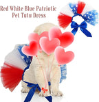 Red White Blue Patriotic Pet Tutu Dress for Dogs & Cats - Adjustable 4th of July Pet Costume, Small Animal Tutu Skirt for Independence Day Celebrations