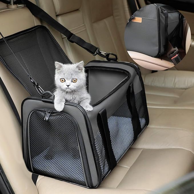 Cat Carrier - Portable Foldable Dog Pet Carrier, Soft-Sided Pet Bag up to 22 Lbs, Airline Approved Travel Puppy Carrier