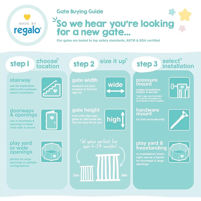 Regalo Safety 192-Inch Super Wide Baby Gate and Play Yard, 2-in-1 Convertible Plastic Baby Gate, Extra Wide Safety Barrier, Hardware Mounted, Adjustable Panels for Openings, Ages 6–24 Months