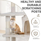 36-Inch Ergonomic Cat Activity Tower with Sisal-Wrapped Columns & Toys - Modular Design Saves Floor Space While Providing 3-Tier Vertical Play Zones for Multiple Indoor Cats（Beige）