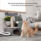 2 Pcs 13.39 Inches Semi Edged Cat Tree Replacement Parts Cat Tree Tower Accessories with Hanging Elastic Strings Pom Pom Toys for Platform Perch Shelves(Gray)