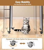 Cat Tower with Litter Box Enclosure, Wooden Cat Tree Tower with Scratching Post, Sturdy Metal Frame Cat Furniture with Adjustable Bed & Anti-Tipping Design, Mobile Cat Condo for Indoor Cats