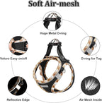 Mercano Soft Mesh Dog Harness and Leash Set, No-Chock Step-in Reflective Breathable Lightweight Easy Walk Vest Harnesses with Safety Buckle for Small Dogs, Cats (Black Yellow, L)