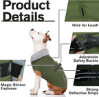 Lelepet Warm Dog Coat Reflective Fleece Vest Waterproof Dog Jacket with Adjustable Buckle Hook & Loop Windproof Cold Weather Coats for Small Medium Large Dogs, Army Green, M
