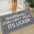Muddy Mat® Absorbent Microfiber Door Mat and Pet Rug, Non Slip Washable Chenille Indoor Outdoor Rug - Warning Dog Can't Hold Its Licker Funny Pet Welcome Mat 19"x30"