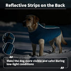 IDOMIK Warm Dog Coat with Harness, Waterproof Reflective Dog Jackets for Small Medium Large Dogs, Fleece High Collar Winter Jacket with Zipper, Pet Winter Snowsuit Clothes for Cold Weather,Blue M