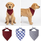 Dog Bandanas 1 Pack; Cotton Linen Red Bandana Plaid for Large Dogs; Soft Breathable Dog Accessories; Valentines Dog Bandana