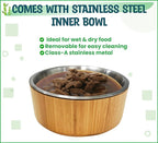 Elevated Dog Bowls for Large Breed - (15-Inch High) Raised Food/Water Bowl with Stand - Bamboo-Steel, Dry/Wet Food Suitable