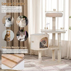 PayLessHere Cat Tree 36in Cat Tower with Cat Scratching Post, Cat Condo Stand House Furniture Kitty Activity Center with Furry Toys Cat Tree for Indoor Cats,Beige