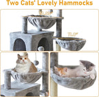 KIYUMI Cat Tree Cat Tower Condo with Sisal Scratching Post for Indoor Cats Cat Tree Cat Furniture with Hammock Perch and Kitten Ball Toys, Multi-Level Pet Activity Center Grey