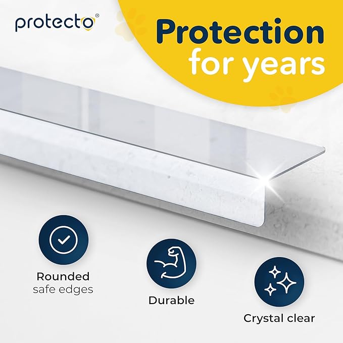 PROTECTO Window Sill Protector from Dogs - 35.5 x 5.1 Clear Window Guards from Cats Scratching, Chewing & Clawing | Keep Your Sills Smooth & Paws Safe | Ultra Strong Window Sill Cover Protection