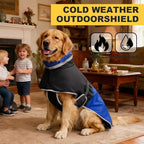 Waterproof Dog Winter Coat, Reflective Turtleneck Fleece Jacket with Snow Protection for Large Dogs, Cold Weather Pet Clothing (Blue, XL)