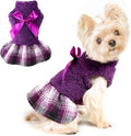 Dog Sweater Dog Winter Clothes for Small Dogs Boy Girl Fall Puppy Dress Warm Fleece Chihuahua Yorkie Teacup Doggy Sweaters Dresses Doggie Sweater for Small Dogs Girl Cat Sweaters, XXS, Plaid Purple