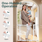 Cumbor 2 Pack 29.7-40.6"(Extensions Included) Baby Gate for Stairs, Mom's Choice Awards Winner-Auto Close Dog Gate for doorways, Pressure Mounted Pet Gate Indoor, Wide Safety Child Gate for Dog,White