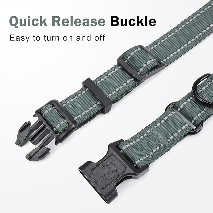 Martingale Collar for Dogs with Quick Release Buckle, Reflective Soft Padded & Escape Proof, Adjustable Nylon Dog Collars for Training & Daily Walking (Grey,S)