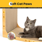 Cat Scratcher Lounge, 23 Inch L-Shaped Cat Scratch Pad, Vertical & Horizontal Scratching 1.2" Thick Cardboard Board, Durable, Eco-Friendly, Wood Grain